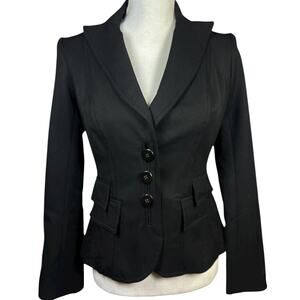 Cache Contour Collection Black Fitted Blazer Jacket XS Stretch Structured Career